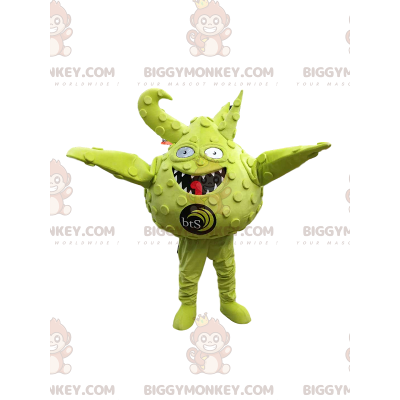 BIGGYMONKEY™ mascottekostuum klein rond groen monster. monster