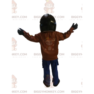 Traje de mascote de aviador BIGGYMONKEY™ com capacete e jaqueta