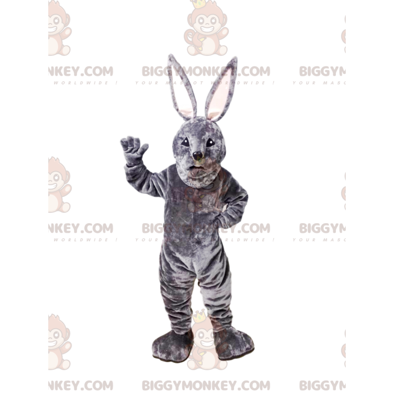 Costume de mascotte BIGGYMONKEY™ de lapin gris. Costume de