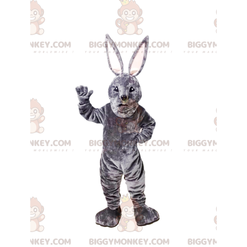 Στολή μασκότ Grey Rabbit BIGGYMONKEY™. στολή λαγουδάκι -