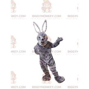 Costume de mascotte BIGGYMONKEY™ de lapin gris. Costume de