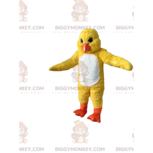 Traje de mascote BIGGYMONKEY™ de pintainho amarelo. fantasia de