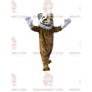 BIGGYMONKEY™ Maskottchenkostüm eines Tigers mit einem breiten