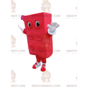 Costume de mascotte BIGGYMONKEY™ de pièce de LEGO rouge.