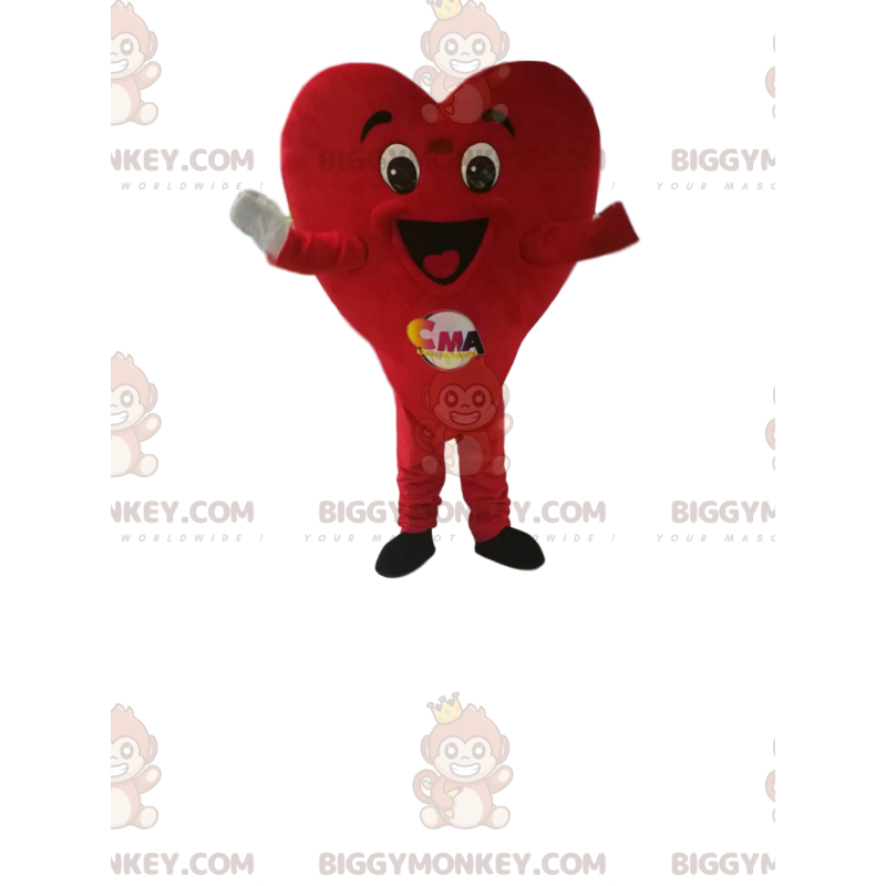 Zeer vrolijk BIGGYMONKEY™ mascottekostuum met rood hart. hart