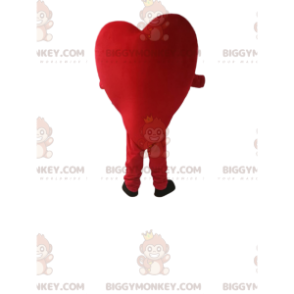 Costume da mascotte BIGGYMONKEY™ cuore rosso molto felice.