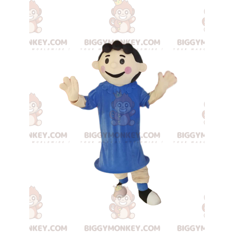 Fato de mascote para menina BIGGYMONKEY™ com vestido azul. –