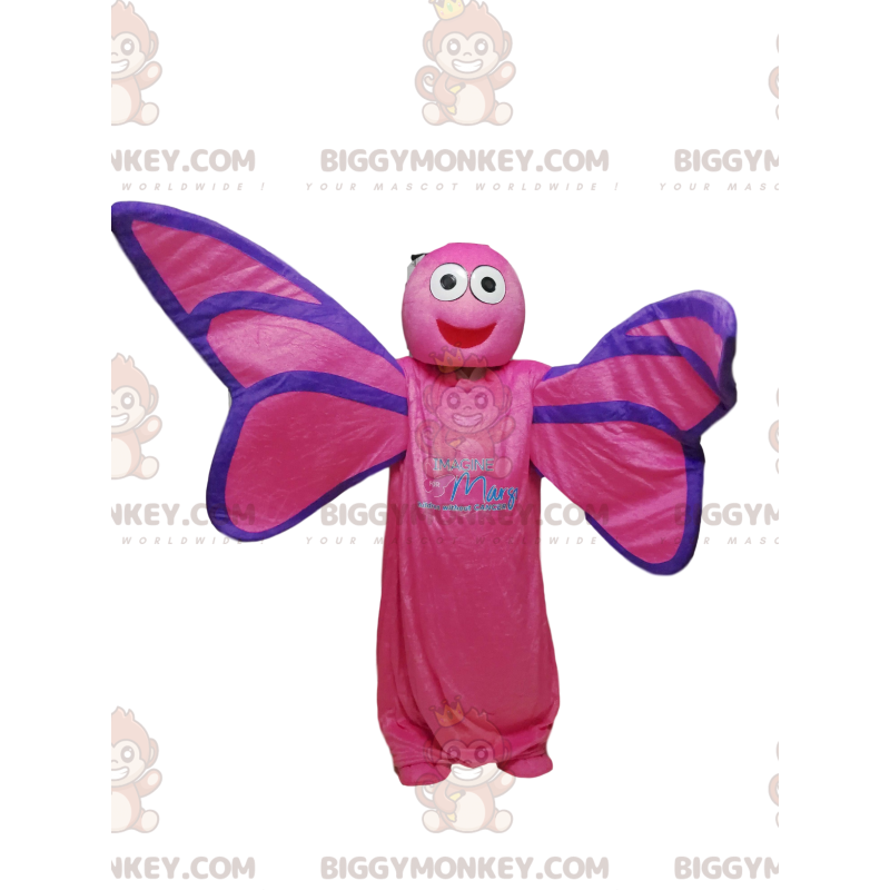 Disfraz de mascota BIGGYMONKEY™ de mariposa fucsia. disfraz de