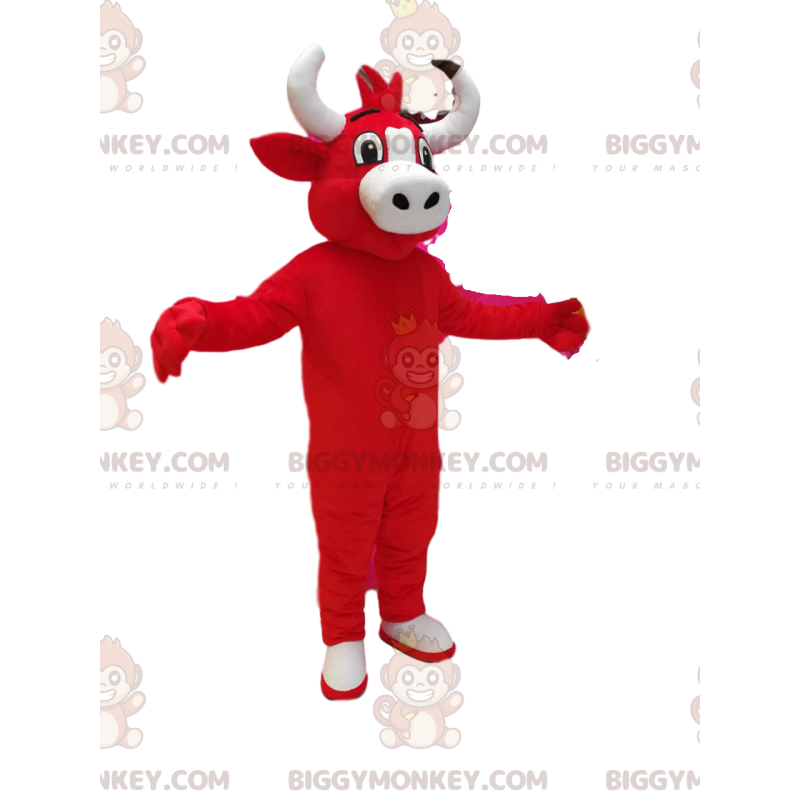 Disfraz de mascota BIGGYMONKEY™ de vaca roja. disfraz de vaca