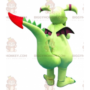 Groene en paarse draak BIGGYMONKEY™ mascottekostuum -