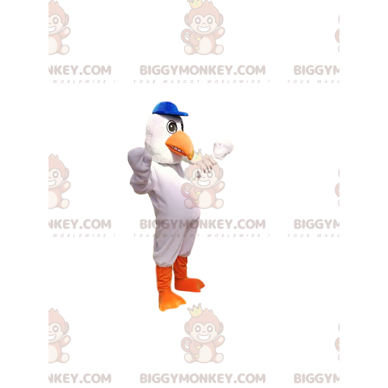 Valkoinen Albatross BIGGYMONKEY™ maskottiasu. Valkoinen