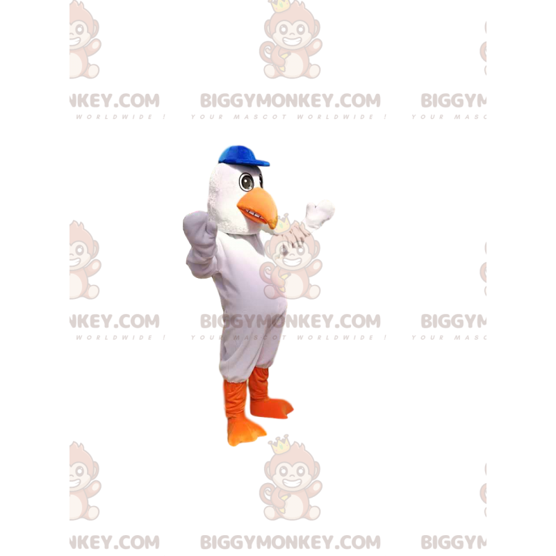 Weißer Albatros BIGGYMONKEY™ Maskottchen-Kostüm. Weißes