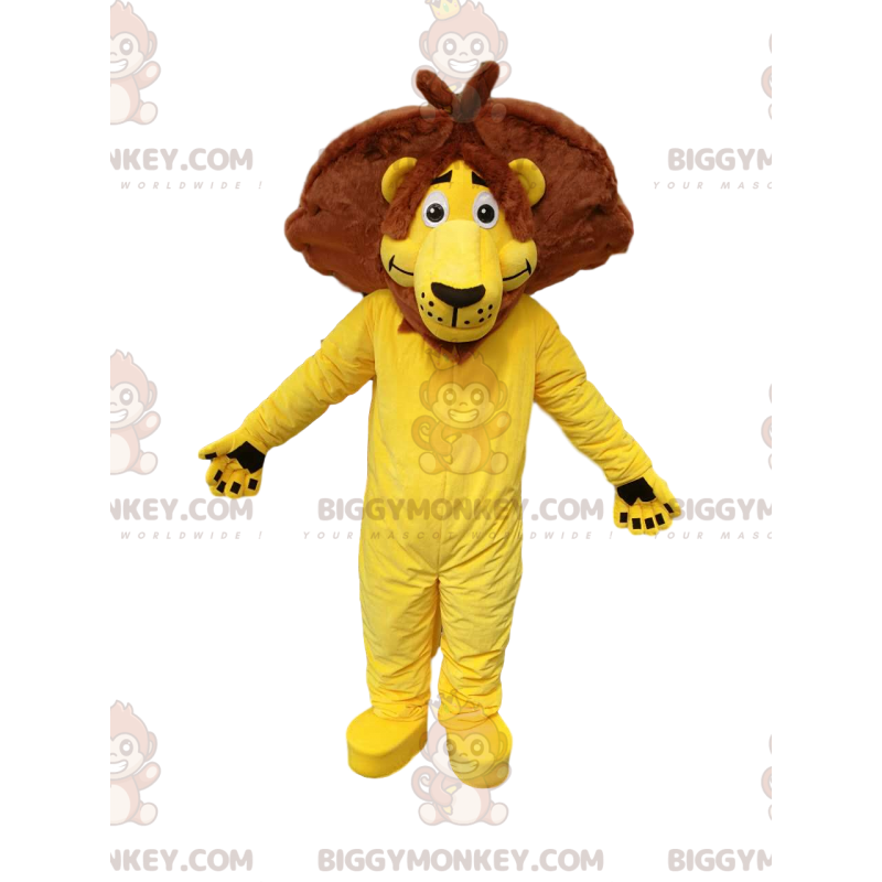 Disfraz original de la mascota del león amarillo BIGGYMONKEY™.