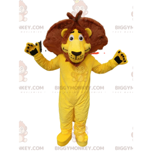 Originaldräkt för gult lejon BIGGYMONKEY™ maskot. lejondräkt -