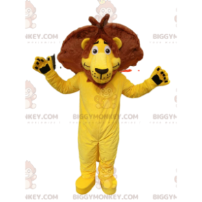 Originaldräkt för gult lejon BIGGYMONKEY™ maskot. lejondräkt -