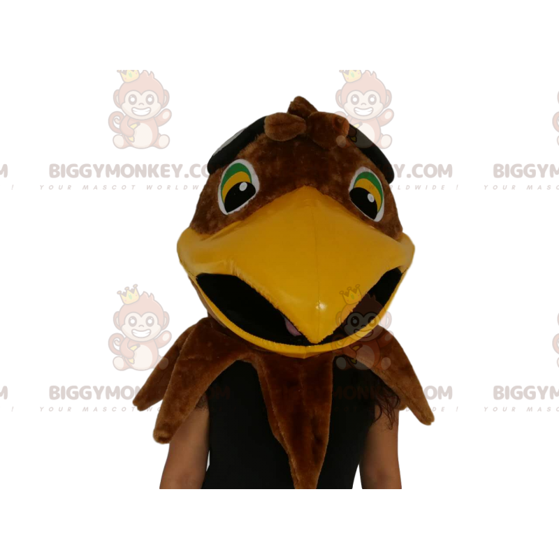 Bruin BIGGYMONKEY™-mascottekostuum met adelaarkop. Adelaarskop