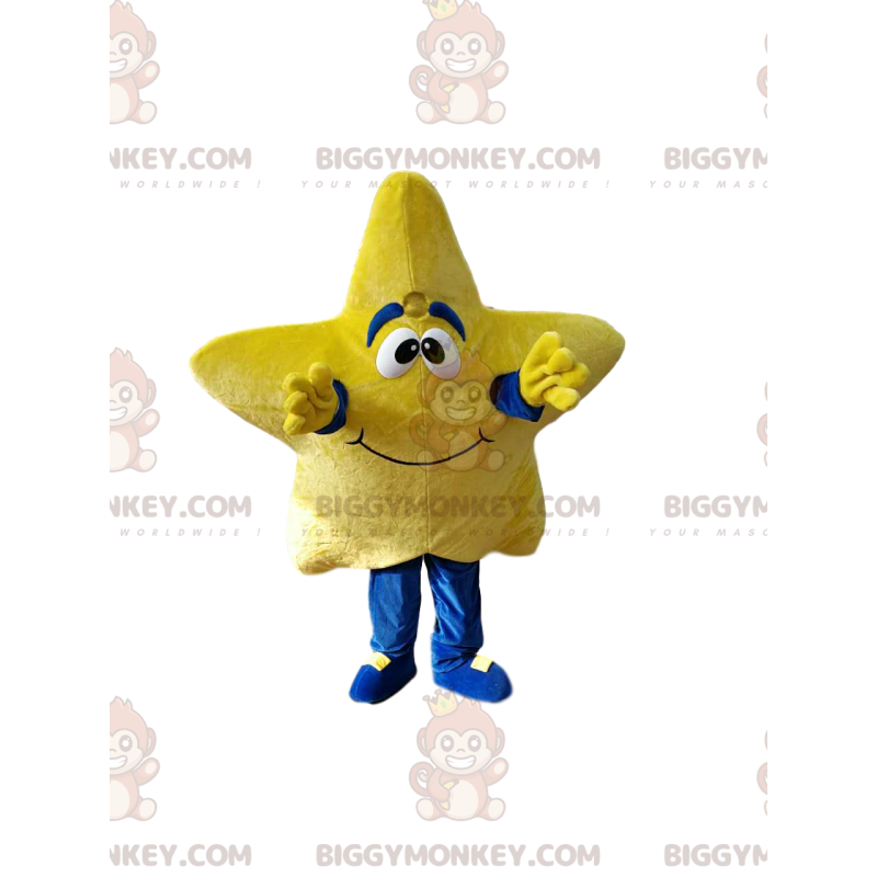 Disfraz de mascota de estrella amarilla sonriente BIGGYMONKEY™.