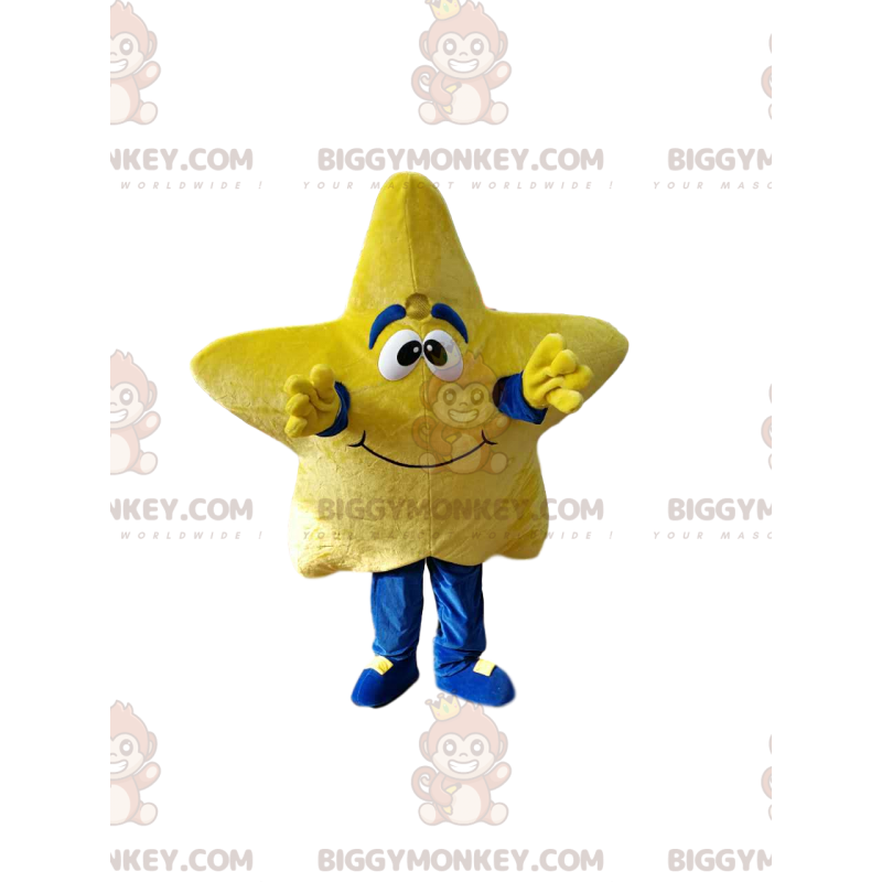 Kostium maskotka uśmiechnięta żółta gwiazda BIGGYMONKEY™.