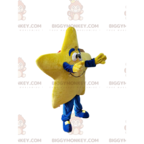 Smiling Yellow Star BIGGYMONKEY™ Mascot Costume. star costume –