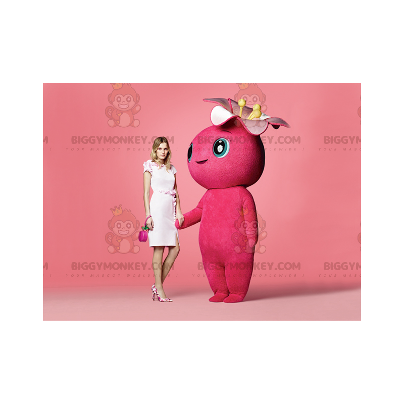 Giant Flower Pink Snowman BIGGYMONKEY™ Mascot Costume –