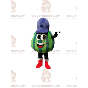 Traje de mascote de melancia BIGGYMONKEY™ com gorro azul –