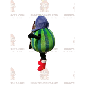 Wassermelone BIGGYMONKEY™ Maskottchen-Kostüm mit blauer Mütze -