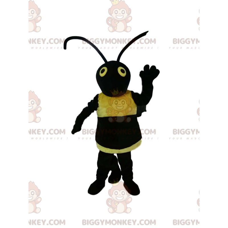 Schwarz-gelbes Wespen-BIGGYMONKEY™-Maskottchen-Kostüm.
