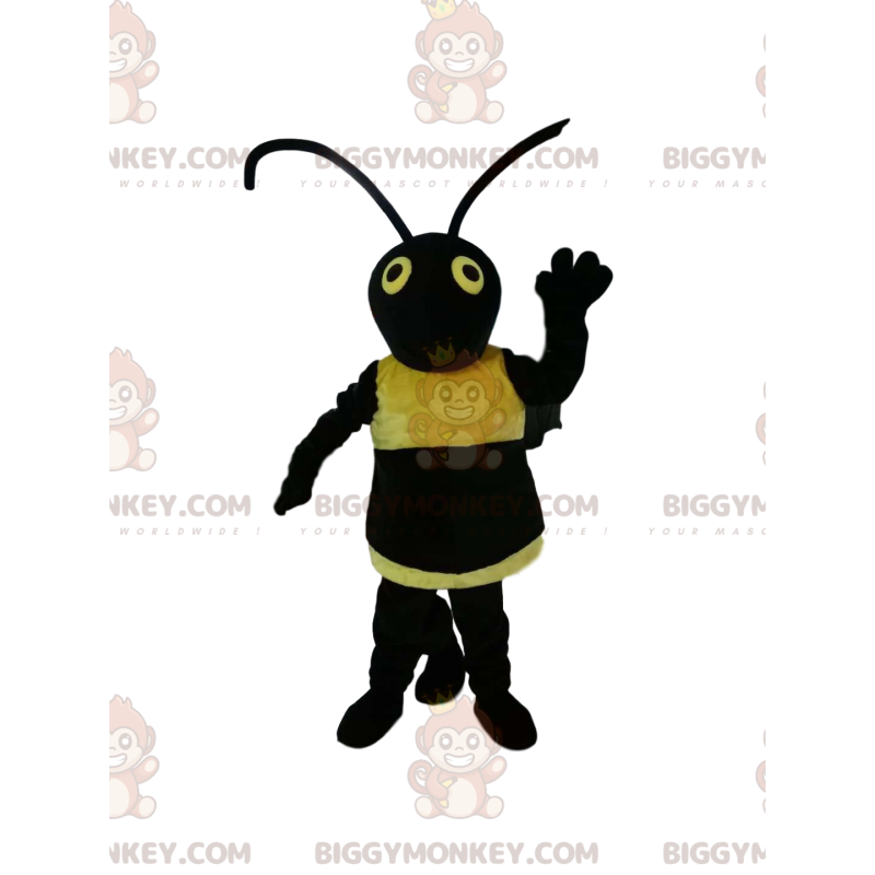 Zwart en gele wesp BIGGYMONKEY™ mascottekostuum. wesp kostuum -