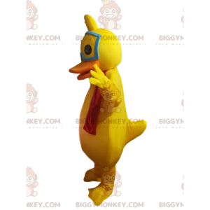 Traje de mascote BIGGYMONKEY™ Pato amarelo com lenço vermelho –