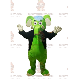Disfraz de mascota de elefante verde BIGGYMONKEY™ con chaqueta