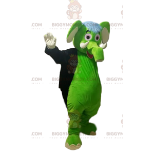 Disfraz de mascota de elefante verde BIGGYMONKEY™ con chaqueta