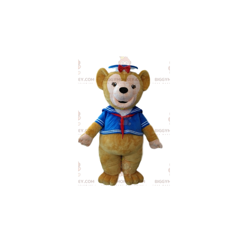 BIGGYMONKEY™ Brown Bear Bear Mascot Costume In Navy Outfit -