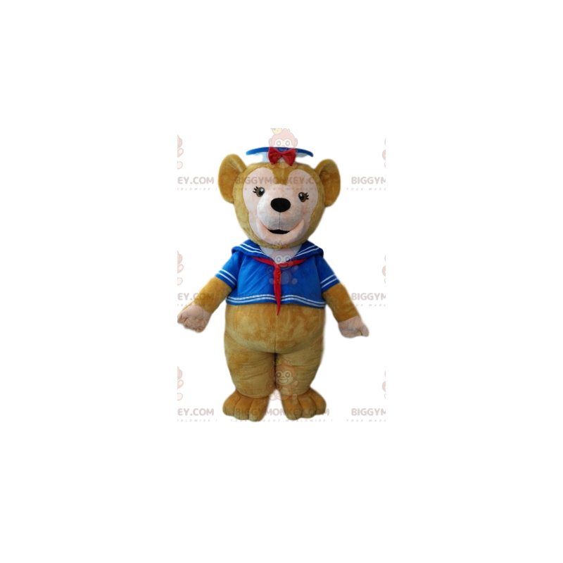 Traje de mascote de urso pardo BIGGYMONKEY™ com roupa marinha –