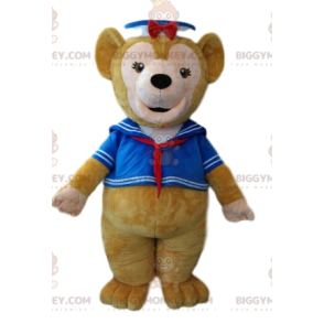 BIGGYMONKEY™ Brown Bear Bear Mascot Costume In Navy Outfit –