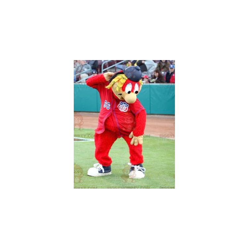 BIGGYMONKEY™ Mascot Costume Red Man with Colored Hair –