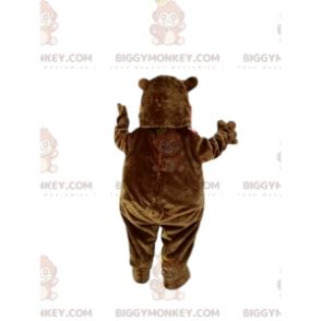 Kostým maskota baculatého medvěda hnědého BIGGYMONKEY™. Kyprý