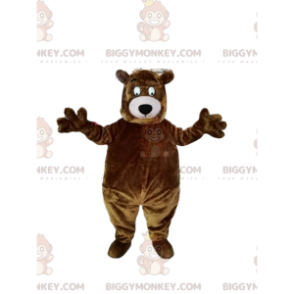 Traje de mascote de urso pardo gordo BIGGYMONKEY™. Fato de urso