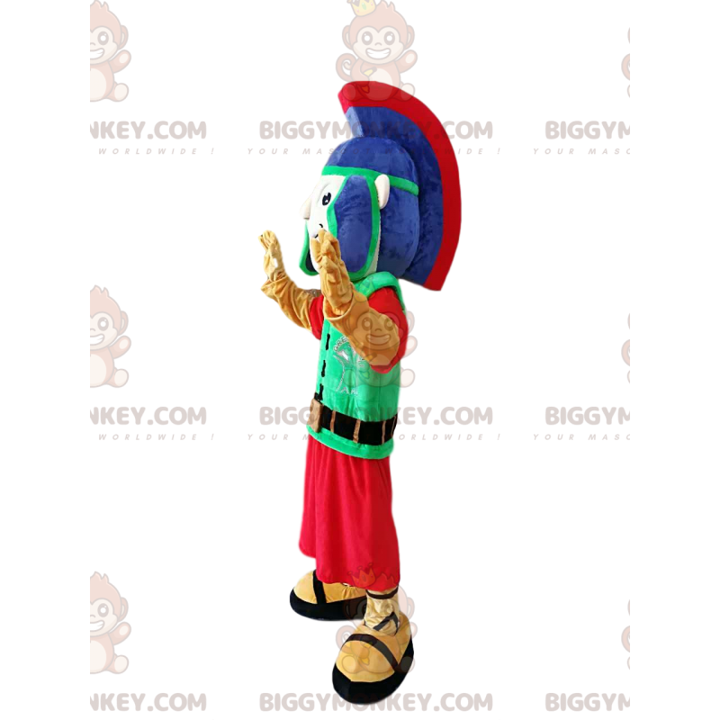 Disfraz de mascota BIGGYMONKEY™ de guerrero romano con su casco