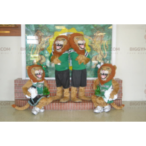 4 mascotes de leão rugindo do BIGGYMONKEY™ em roupas esportivas