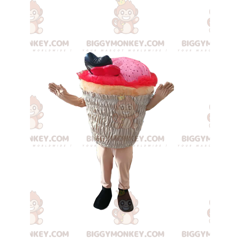 Disfraz de mascota BIGGYMONKEY™ de cupcake rosa. disfraz de