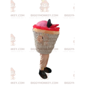 Costume da mascotte BIGGYMONKEY™ cupcake rosa. costume da