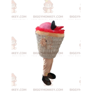 Disfraz de mascota BIGGYMONKEY™ de cupcake rosa. disfraz de