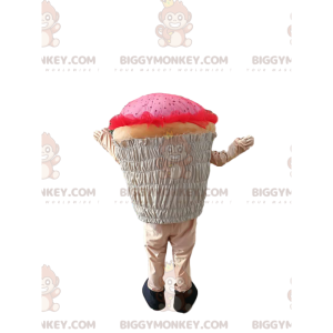 Kostým maskota BIGGYMONKEY™ růžového cupcake. košíček kostým –