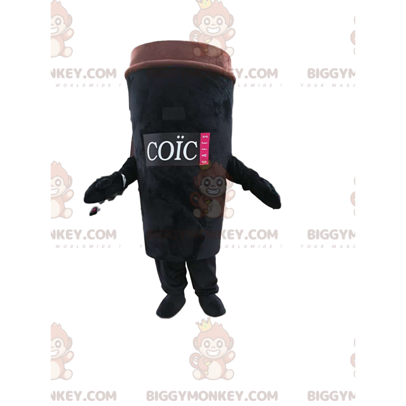 BIGGYMONKEY™ Maskottchen-Kostüm mit schwarzer Kaffeetasse zum