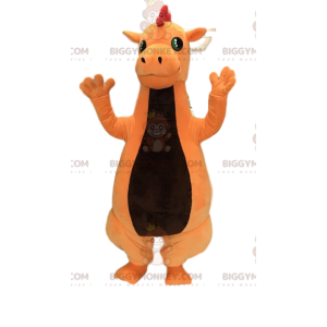 Ystävällinen oranssi dinosaurus BIGGYMONKEY™ maskottiasu.