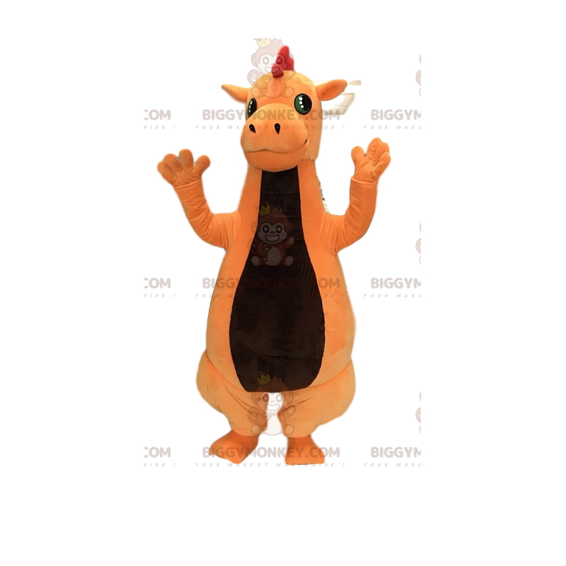 Friendly Orange Dinosaur BIGGYMONKEY™ Mascot Costume. dinosaur