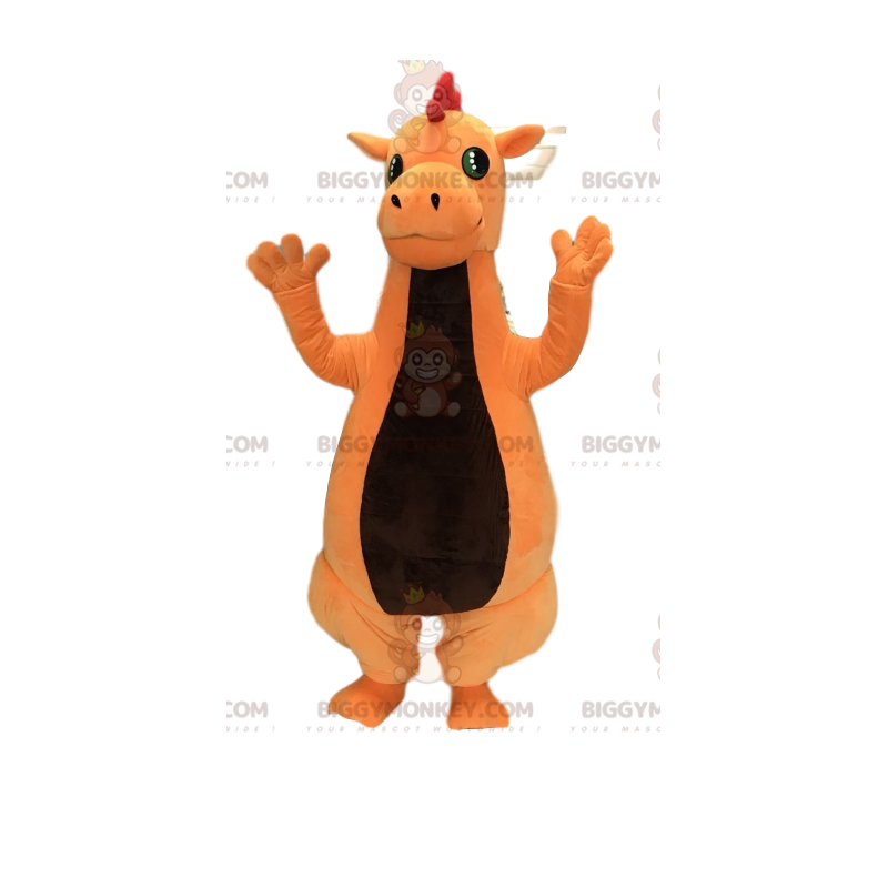 Vriendelijk oranje dinosaurus BIGGYMONKEY™ mascottekostuum.