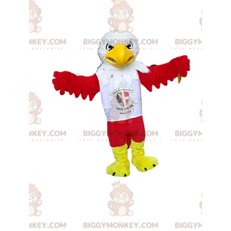 Costume de mascotte BIGGYMONKEY™ d'aigle rouge avec un maillot