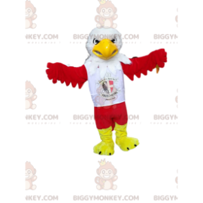 Costume de mascotte BIGGYMONKEY™ d'aigle rouge avec un maillot