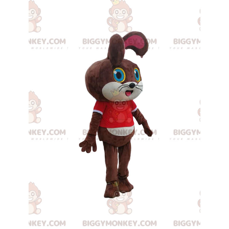 Costume mascotte coniglietto marrone BIGGYMONKEY™ con t-shirt